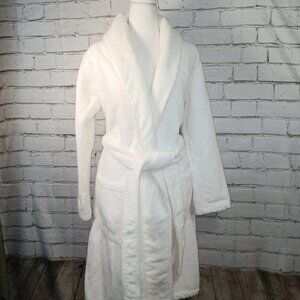 RED LAND COTTON OF ALABAMA THIRSTY TERRY CLOTH BATH ROBE WHITE WOMENS SMALL